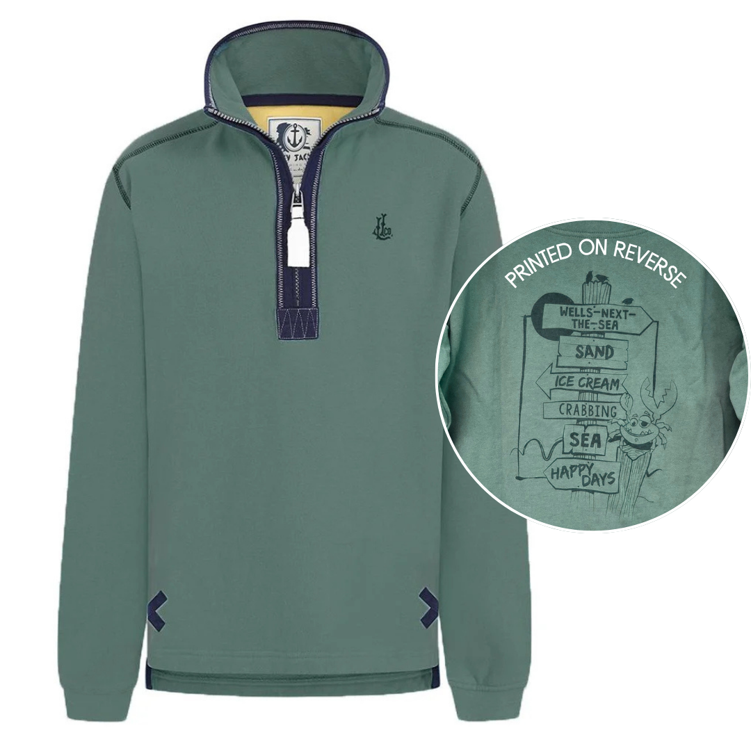 Children's Khaki/Sign Post Lazy Jacks Wells-Next-the-Sea Printed 1/4 Zip Sweatshirt