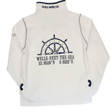 Ladies White/Wheel Print Lazy Jacks Wells-Next-the-Sea Printed 1/4 Zip Sweatshirt