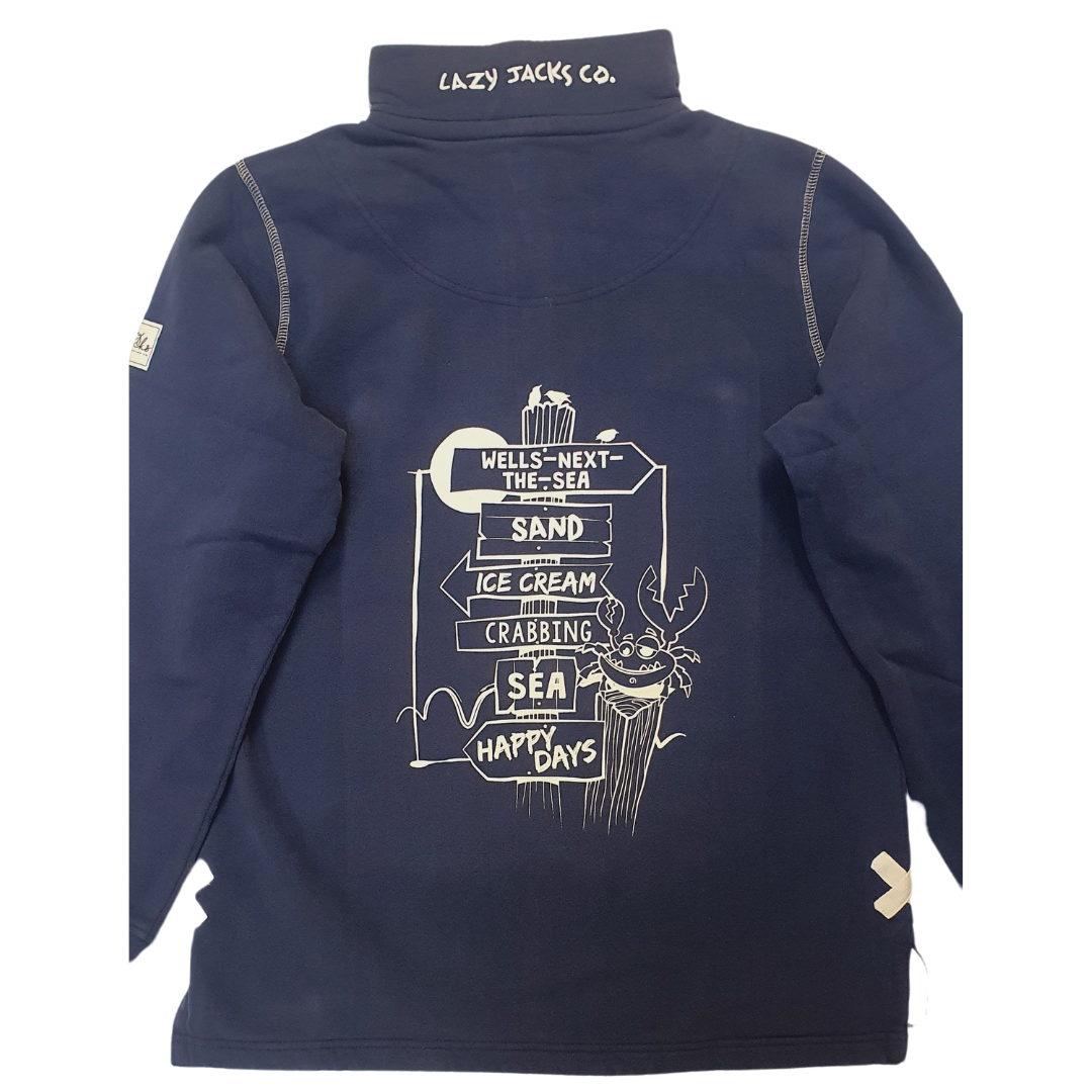 Ladies Twilight/Sign Post Lazy Jacks Wells-Next-the-Sea Printed 1/4 Zip Sweatshirt