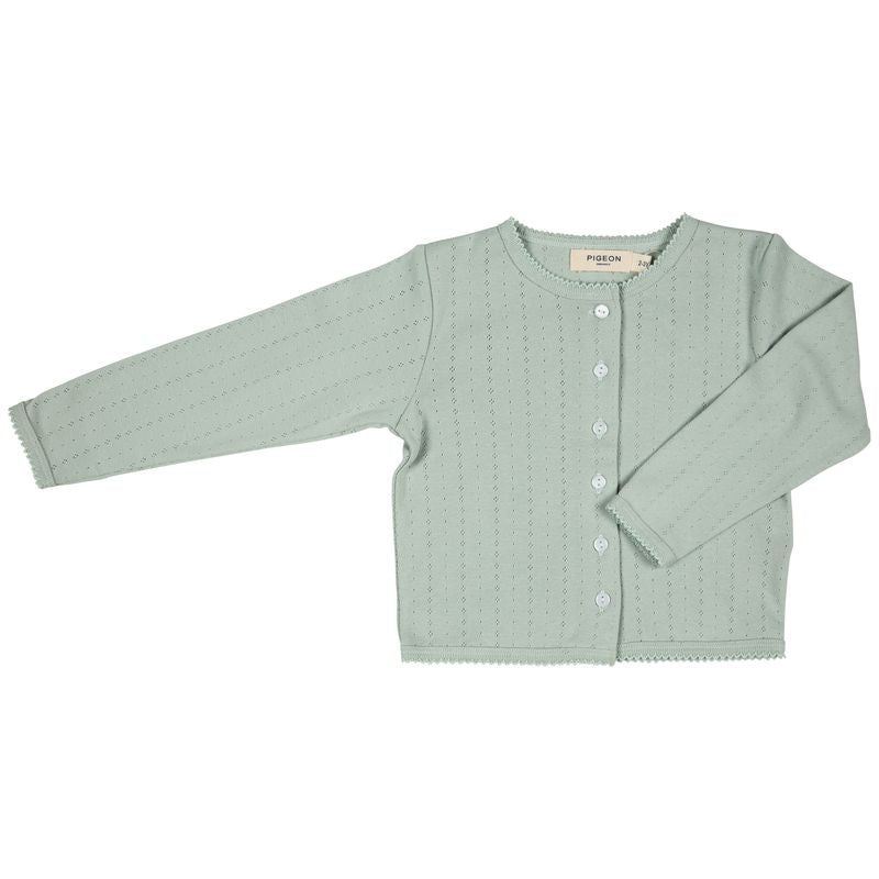 Pigeon Organics Pointelle cardigan, sea foam