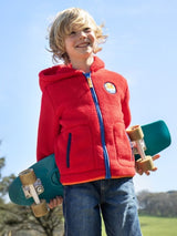 Frugi Glen Ted Fleece Jacket - True Red/Happy