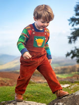 Frugi Sebby Cord Dungaree - Rust/Highland Cow