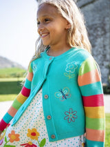 Frugi Cammie Cardigan - Pacific Aqua/Butterfly
