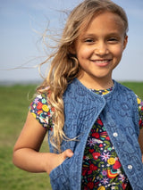 Frugi Merri Waistcoat - Denim/Floral