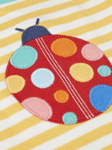 Frugi Bobster Applique T-Shirt - Bumblebee Stripe/Ladybird