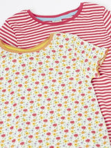 Frugi Pip Pointelle 2Pk T-Shirt - Ditsy Floral/Stripe
