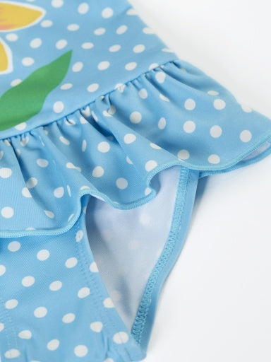 Frugi Little Coral Swimsuit - Blue Skies Sunflower