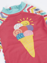 Frugi Little Sun Safe Suit - Rainbow Wave/Ice Cream