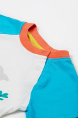 Frugi Reid Raglan T-Shirt - Soft White/Sea Life Whale