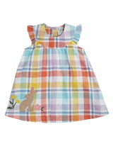 Frugi Flora Body Dress - Springtime Check/Rabbit