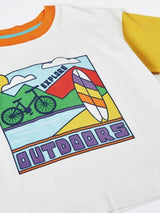 Frugi Towan Relaxed T-Shirt - Soft White/Outdoors