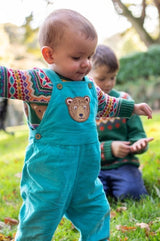 Frugi Durgan Cord Dungaree - Boat Blue/Bear