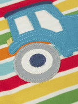 Frugi Bobster Applique T-Shirt - Happy Stripe/Tractor