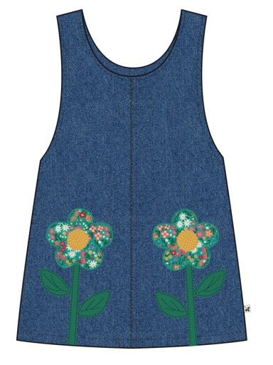 Frugi Stephanie Pinafore Dress - Mid Denim/Wildflower