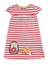 Frugi Little Layla Dress - Rhubarb Stripe/Hedgehog