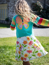 Frugi Cammie Cardigan - Pacific Aqua/Butterfly