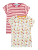 Frugi Pip Pointelle 2Pk T-Shirt - Ditsy Floral/Stripe