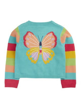 Frugi Cammie Cardigan - Pacific Aqua/Butterfly