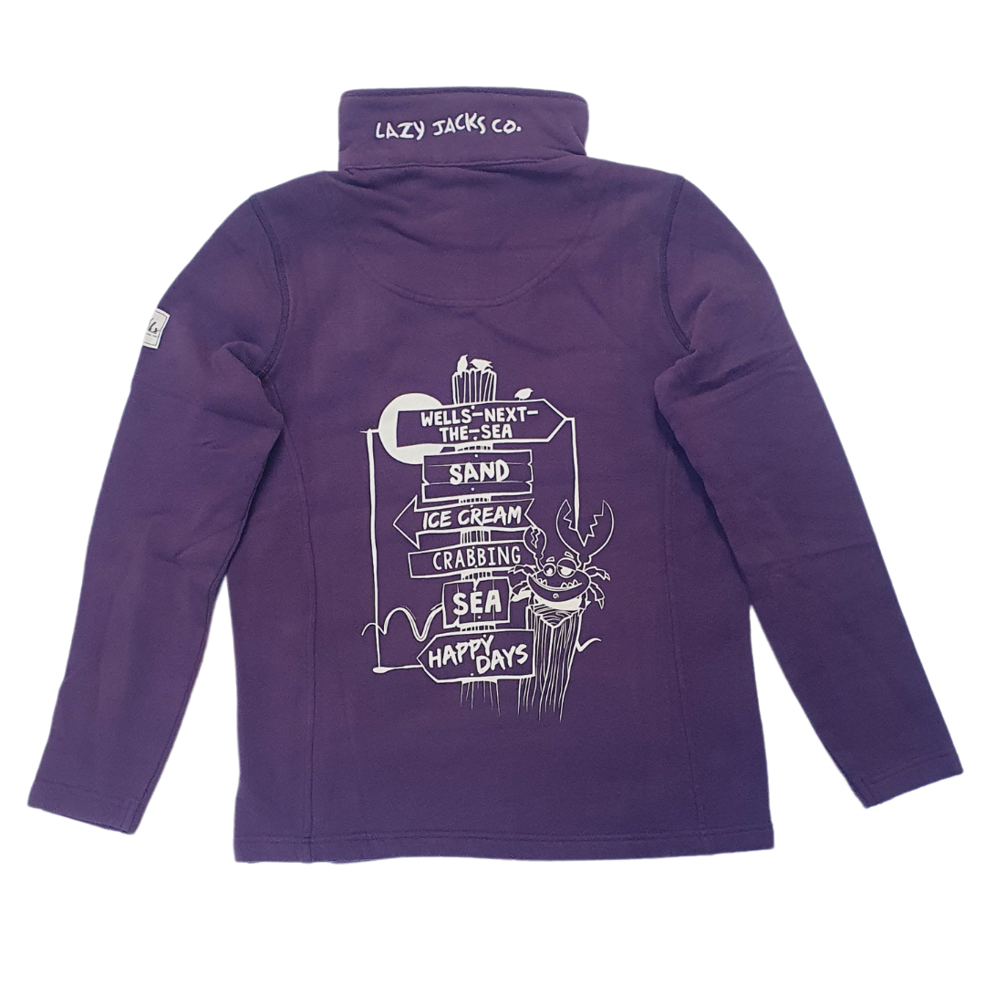Ladies Loganberry/Sign Post Lazy Jacks Wells-Next-the-Sea Printed Full Zip Sweatshirt