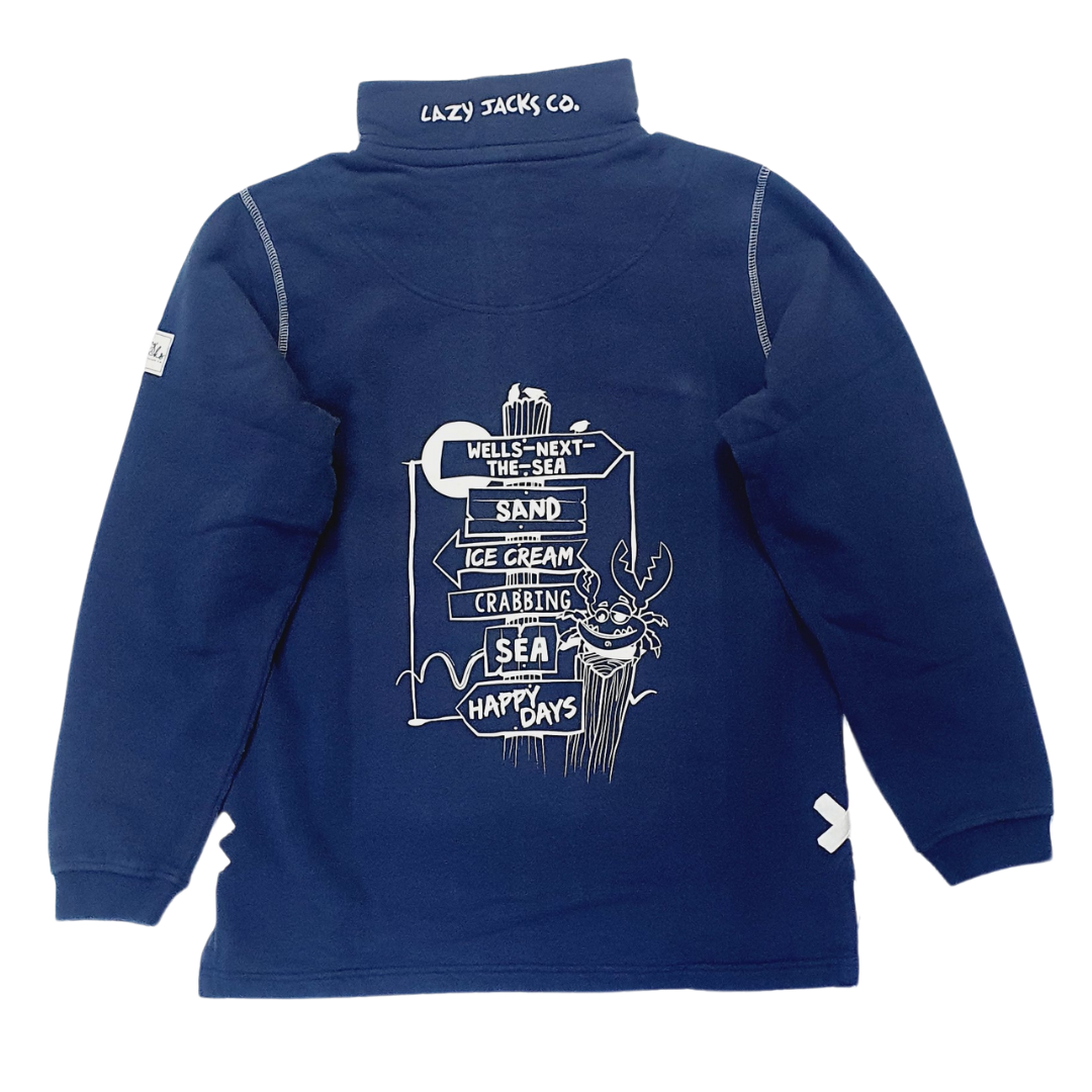 Ladies Twilight/Sign Post Lazy Jacks Wells-Next-the-Sea Printed 1/4 Zip Sweatshirt