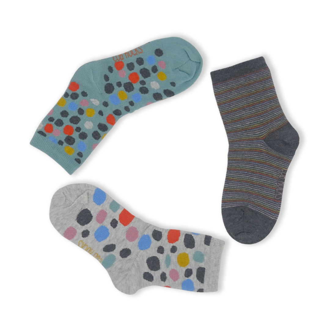 3 Pack Spots Kids Sustainable Fashion Ankle Socks for Boys and Girls