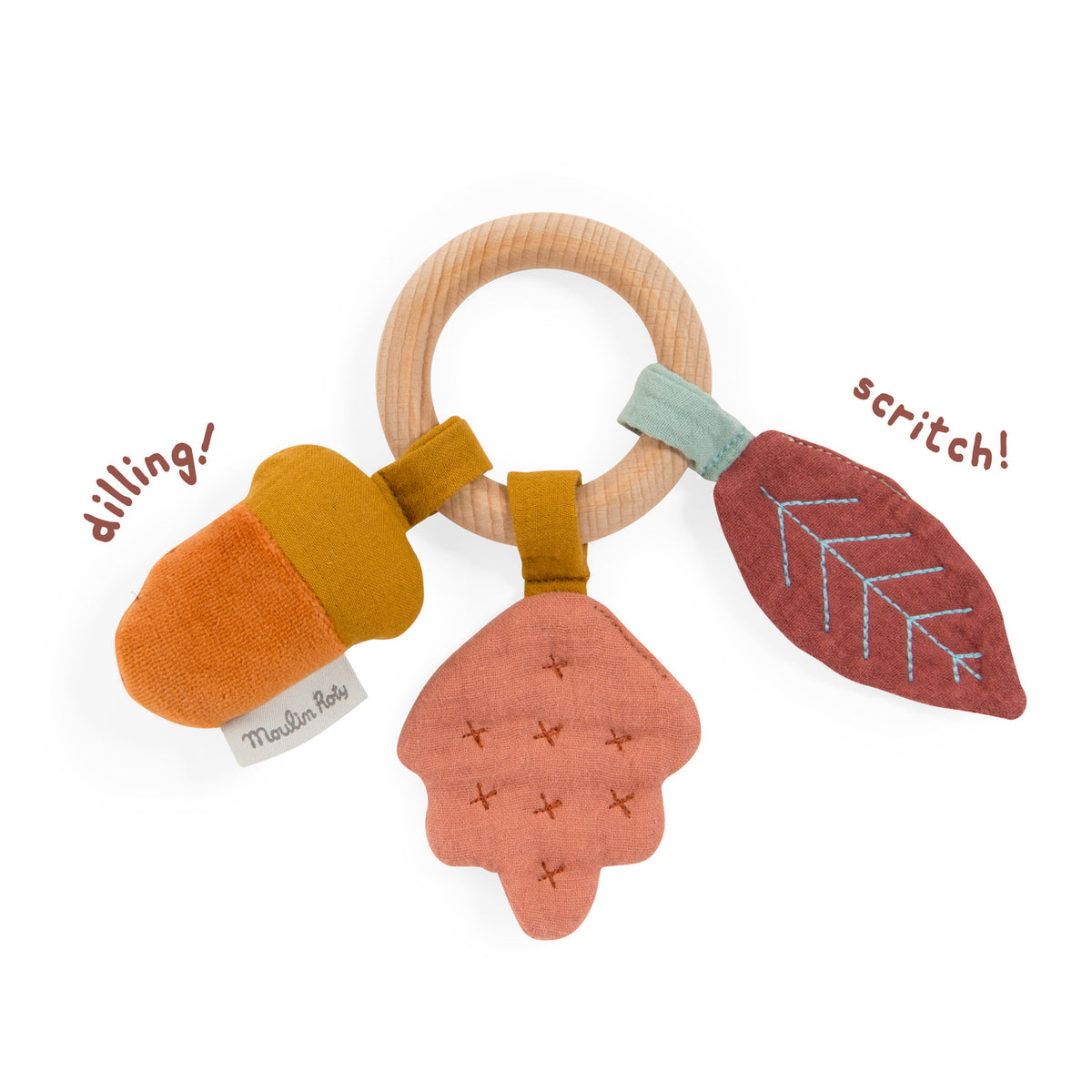 Moulin Roty Wooden Oak Tree Ring Rattle Apres la Pluie