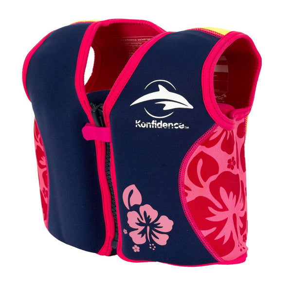 The Original Konfidence Jacket - Buoyancy Swim Vest - Pink Hibiscus Oahu