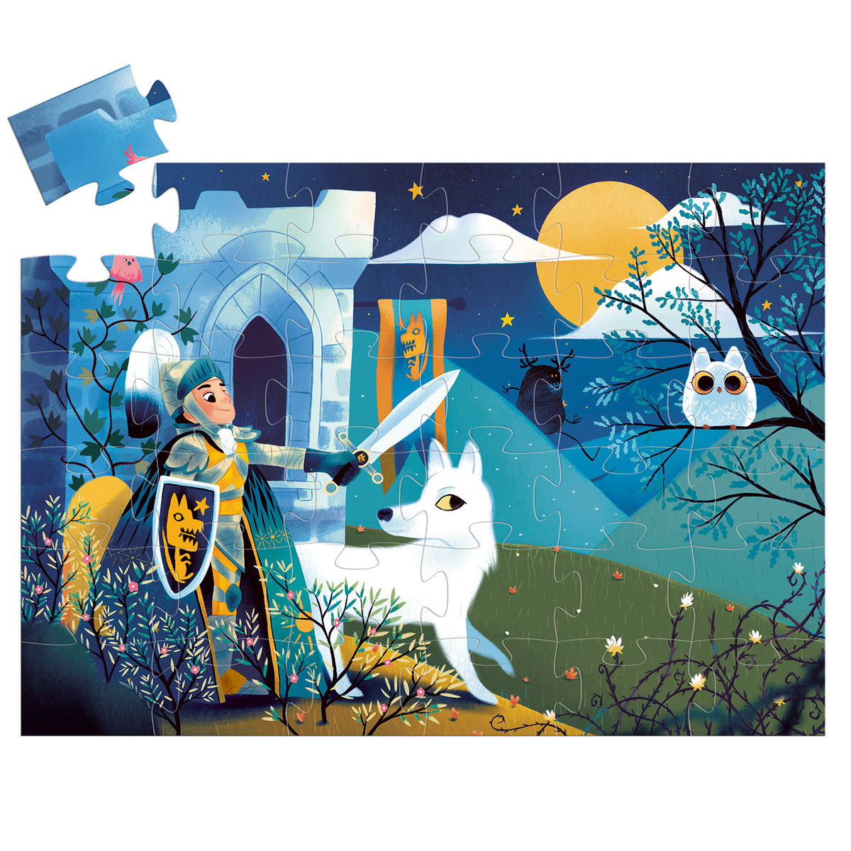 Djeco Full Moon Knight Sihlouette Puzzle - 36 pcs
