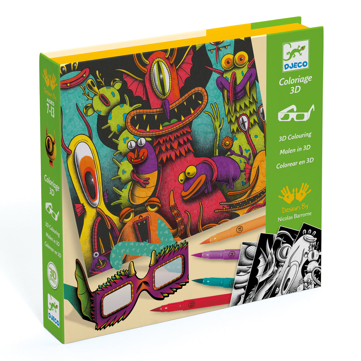 Djeco Funny Freaks 3D Colouring