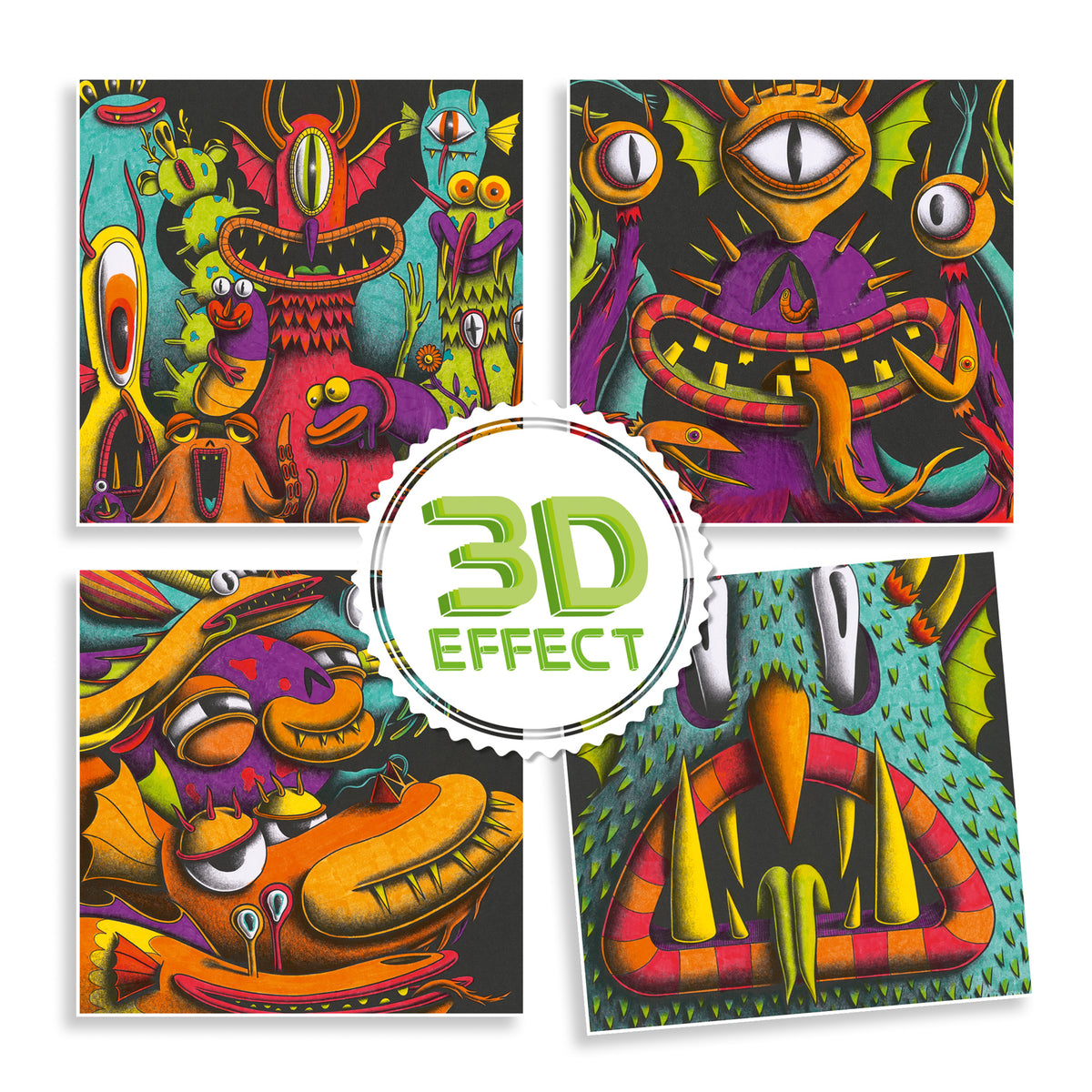 Djeco Funny Freaks 3D Colouring
