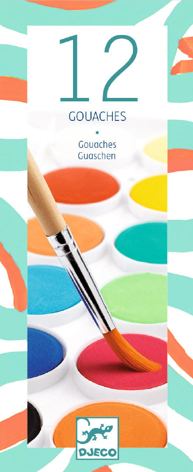 Djeco 12 Water Colour Paints - Brights