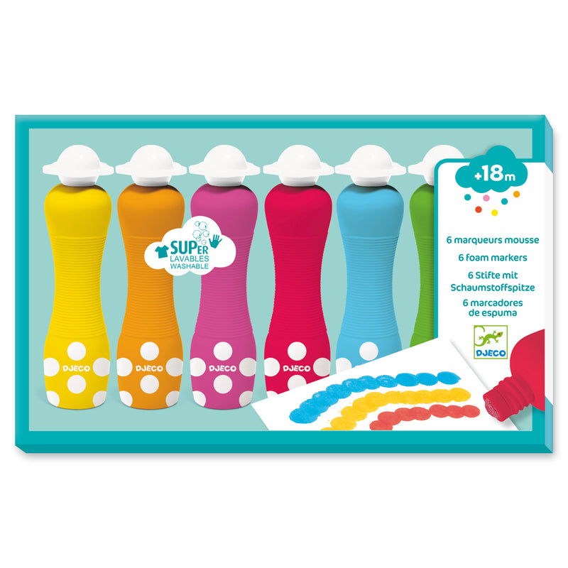 Djeco Colours - 6 Foam Markers