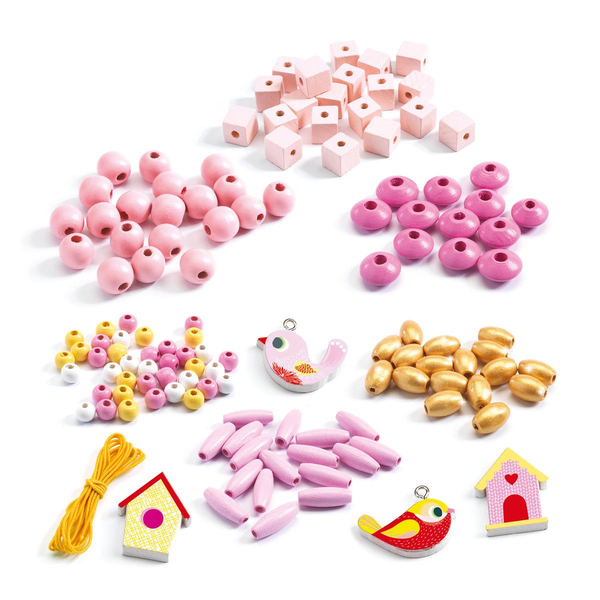 Djeco Abundance Jewellery Wooden Beads - Birds
