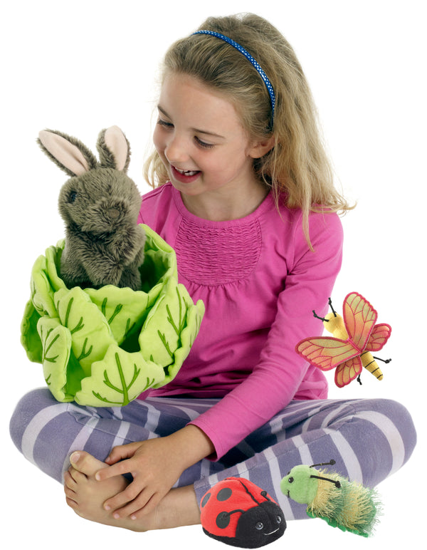 Rabbit in a Lettuce Hide-away Puppet - The Puppet Company
