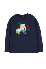 Frugi Adventure Applique Top - Indigo/Roller-skate