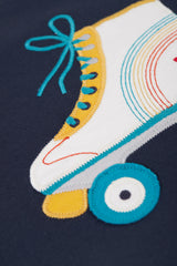 Frugi Adventure Applique Top - Indigo/Roller-skate
