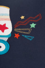 Frugi Adventure Applique Top - Indigo/Roller-skate