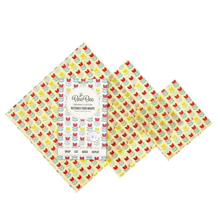 Beebee Beeswax Wraps, The Mixed Size Pack of 3 (18,26,33cm)