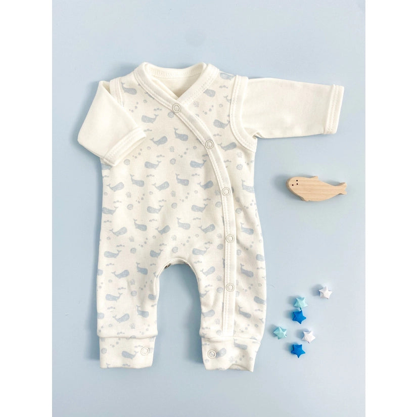 Tiny and Small Organic Cotton Preemie Dungaree Set - Ocean Blue