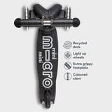 Micro Scooters ECO Mini Deluxe LED Scooter - Black
