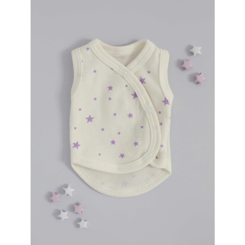Tiny and Small Organic Cotton Preemie Incubator Vest - Purple Stars