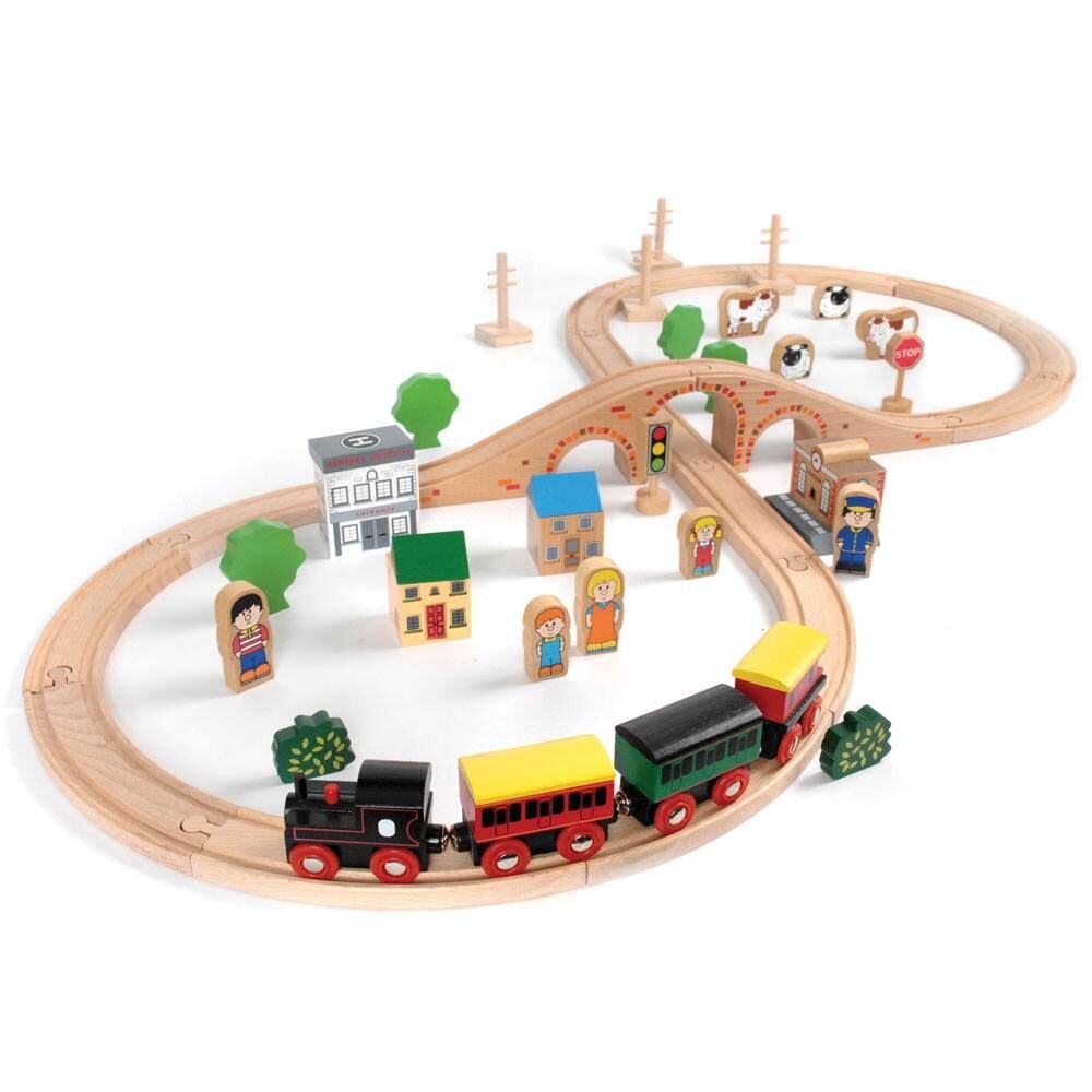 Tidlo 50 Piece Wooden Train Set – Ele and Me Wells