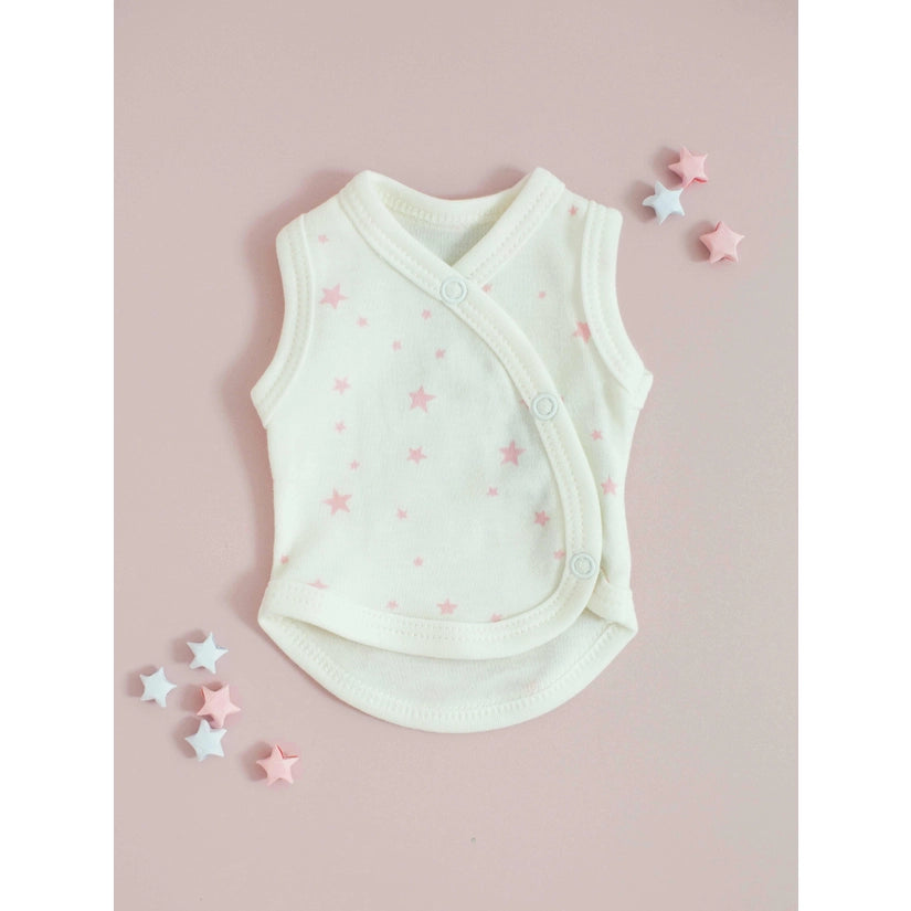 Tiny and Small Organic Cotton Preemie Incubator Vest - Pink Stars