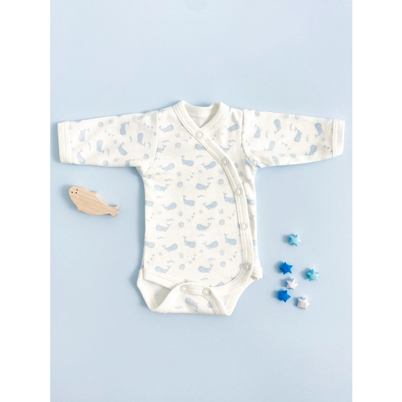 Tiny and Small Organic Cotton Preemie Bodysuit - Ocean Blue