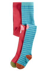 Frugi NORAH 2PK TIGHTS - ROSEHIP/TOR BLUE STRIPE