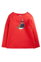 Frugi Anna Applique Top - True Red/Robin