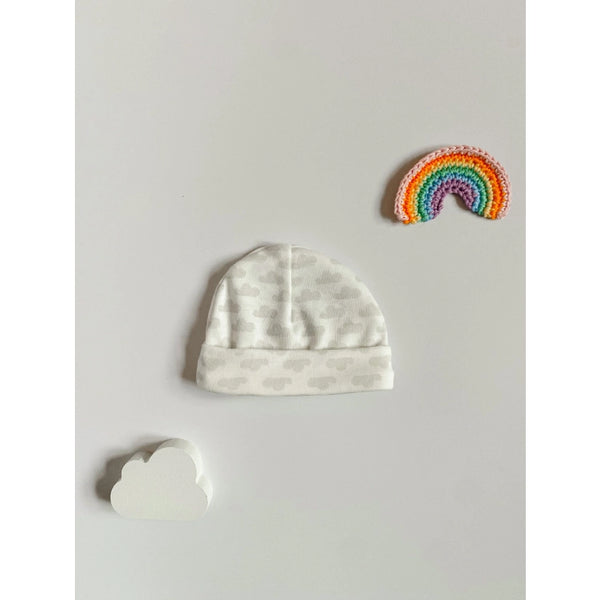Tiny and Small Organic Cotton Preemie Baby Hat - Silver Cloud