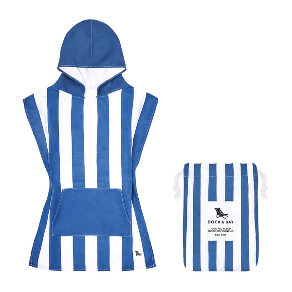 Dock & Bay Quick Dry Kids Poncho - Whitsunday Blue