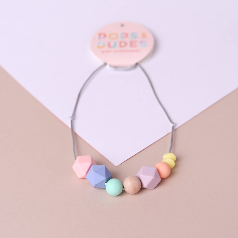 Pastel geo pop teething necklace