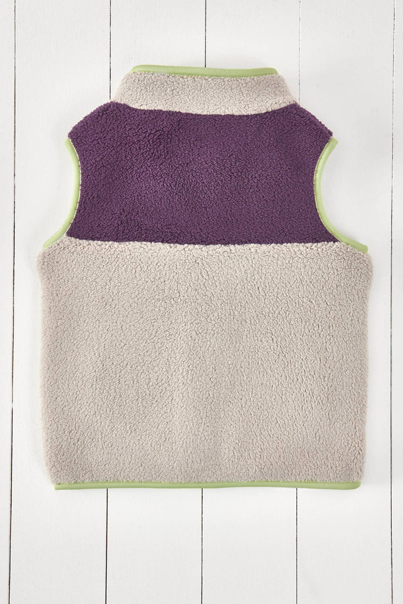 Amethyst Purple and Geothermal Grey Kids Borg Gilet